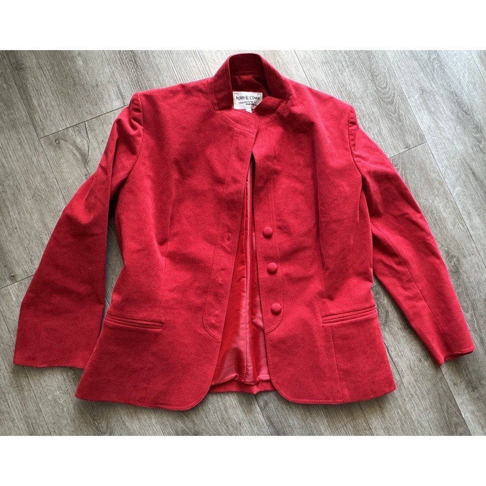 Roth-le-Cover Red Suede-Fabric Blazer Jacket Women's Size 14 Vintage